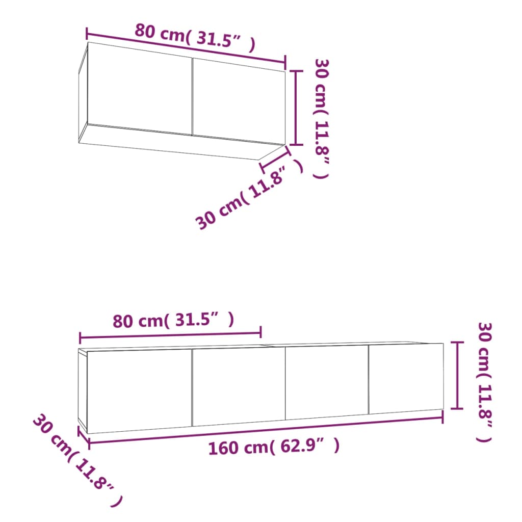 3 Piece Tv Cabinet Set Engineered Wood