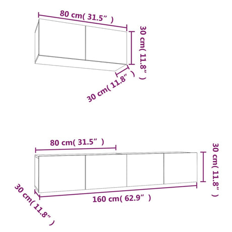 3 Piece Tv Cabinet Set Engineered Wood