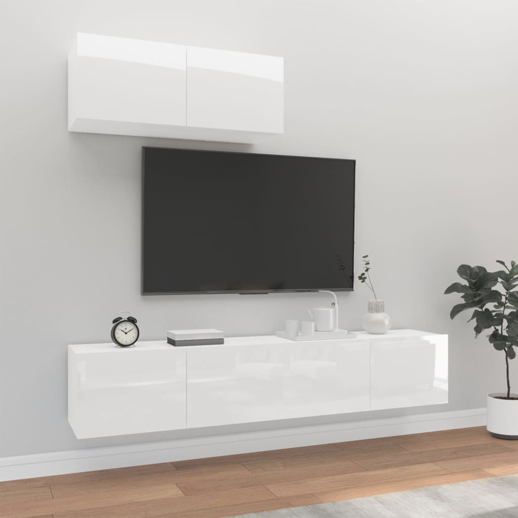 3 Piece Tv Cabinet Set Engineered Wood
