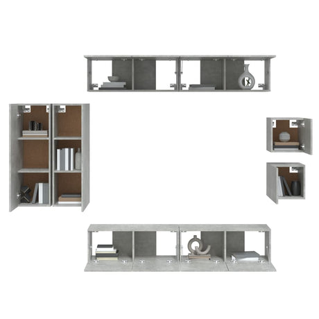 8 Piece Tv Cabinet Set Engineered Wood