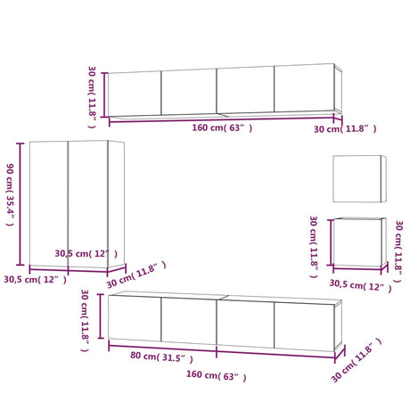 8 Piece Tv Cabinet Set Engineered Wood