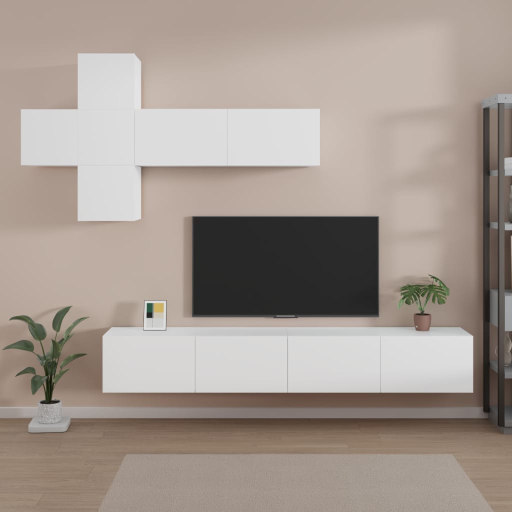 7 Piece Tv Cabinet Set Engineered Wood