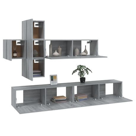7 Piece Tv Cabinet Set Engineered Wood