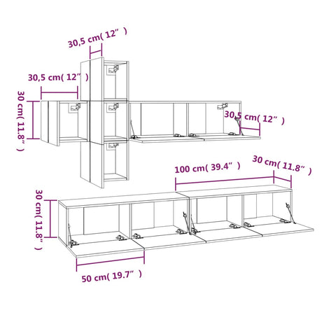 7 Piece Tv Cabinet Set Engineered Wood