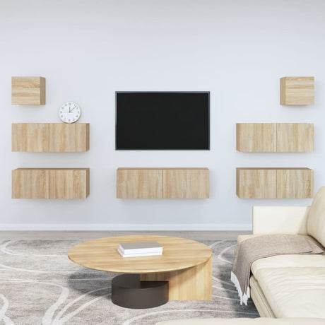 7 Piece Tv Cabinet Set Engineered Wood