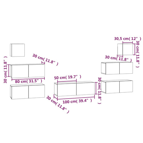 7 Piece Tv Cabinet Set Engineered Wood