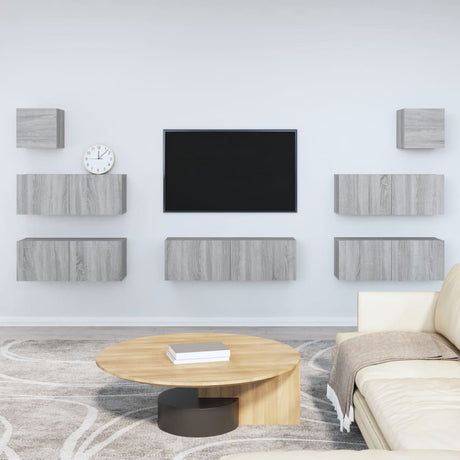 7 Piece Tv Cabinet Set Engineered Wood