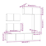 6 Piece Tv Cabinet Set White Engineered Wood