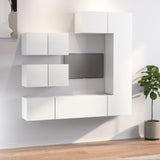 6 Piece Tv Cabinet Set White Engineered Wood