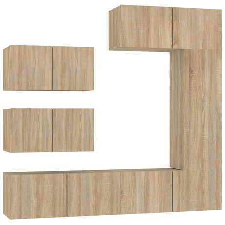 6 Piece Tv Cabinet Set Sonoma Oak Engineered Wood