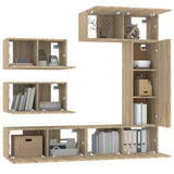 6 Piece Tv Cabinet Set Sonoma Oak Engineered Wood