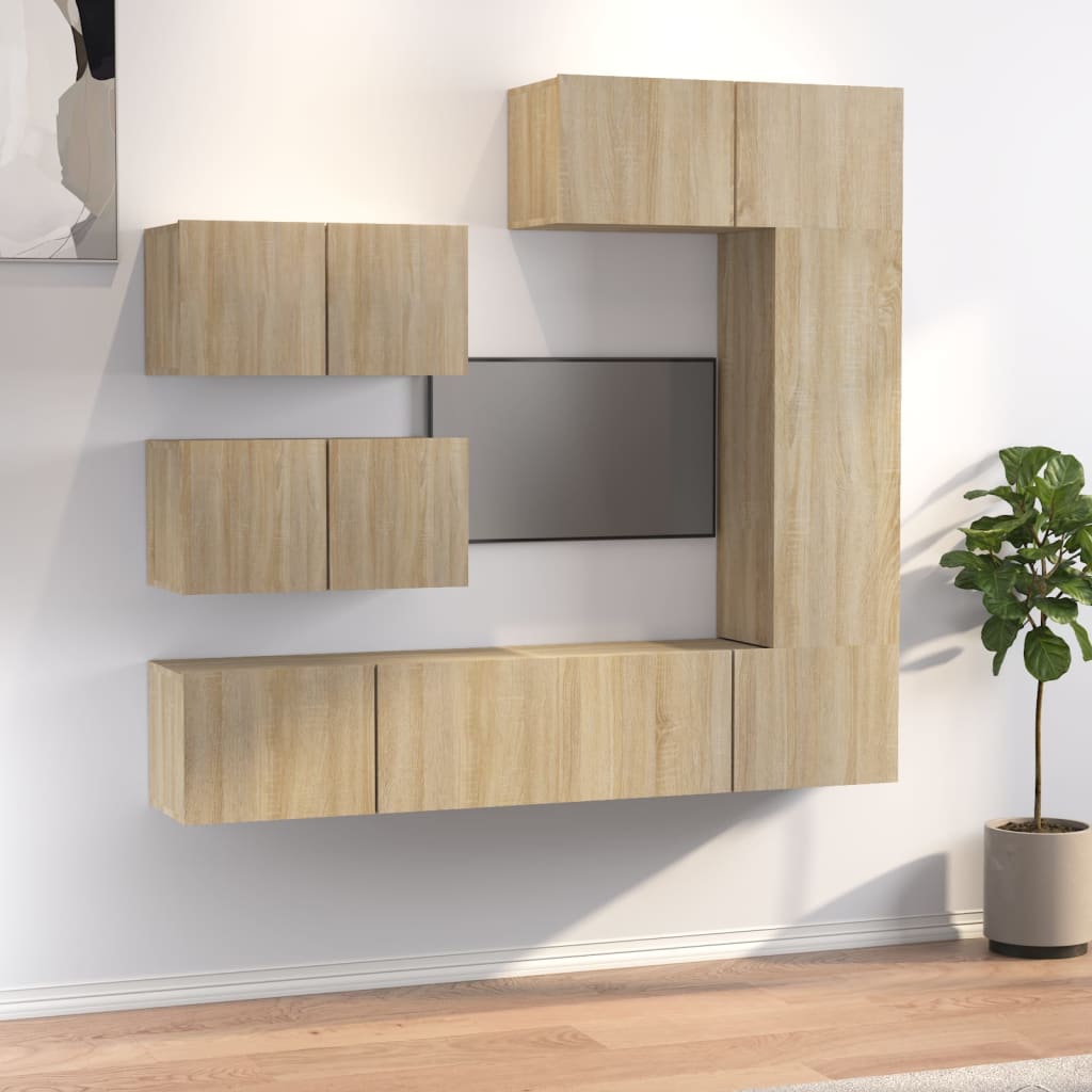 6 Piece Tv Cabinet Set Sonoma Oak Engineered Wood