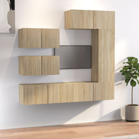 6 Piece Tv Cabinet Set Sonoma Oak Engineered Wood