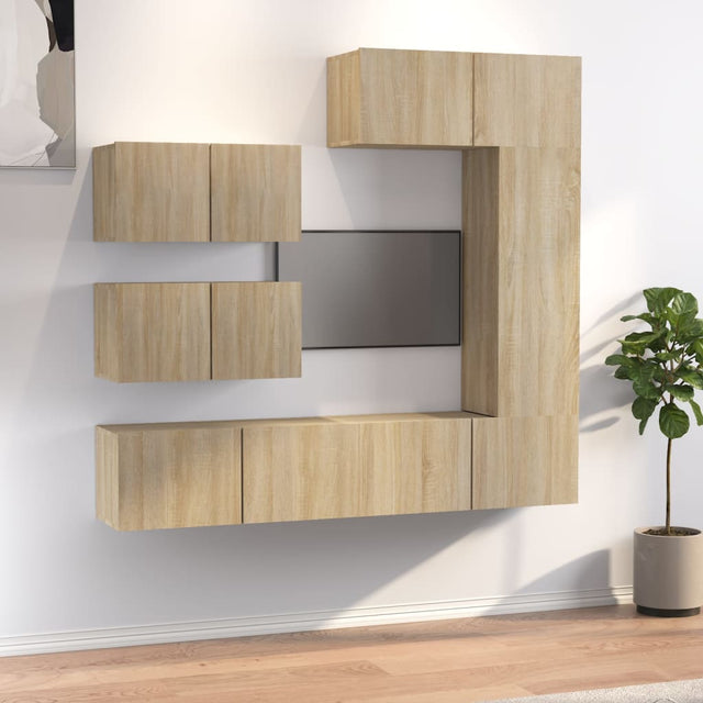 6 Piece Tv Cabinet Set Sonoma Oak Engineered Wood
