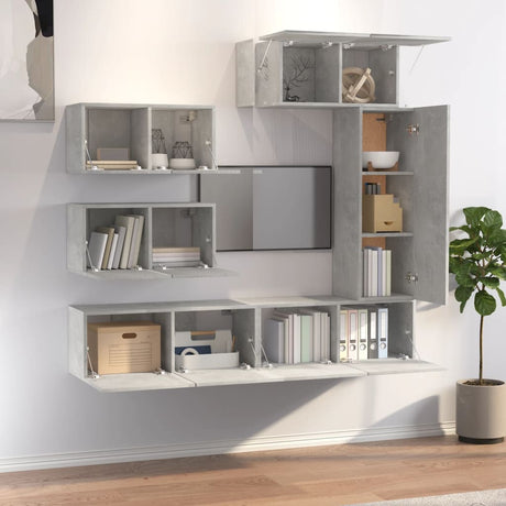 6 Piece Tv Cabinet Set Concrete Grey Engineered Wood