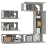 6 Piece Tv Cabinet Set Concrete Grey Engineered Wood