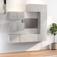 6 Piece Tv Cabinet Set Concrete Grey Engineered Wood