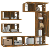 6 Piece Tv Cabinet Set Smoked Oak Engineered Wood