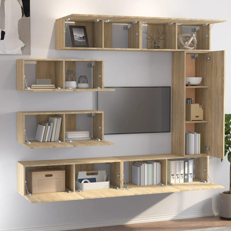 7 Piece Tv Cabinet Set Sonoma Oak Engineered Wood