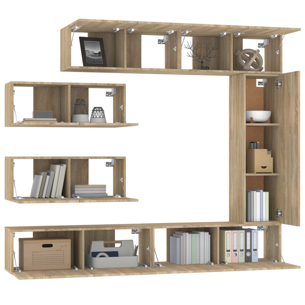 7 Piece Tv Cabinet Set Sonoma Oak Engineered Wood