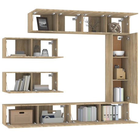 7 Piece Tv Cabinet Set Sonoma Oak Engineered Wood