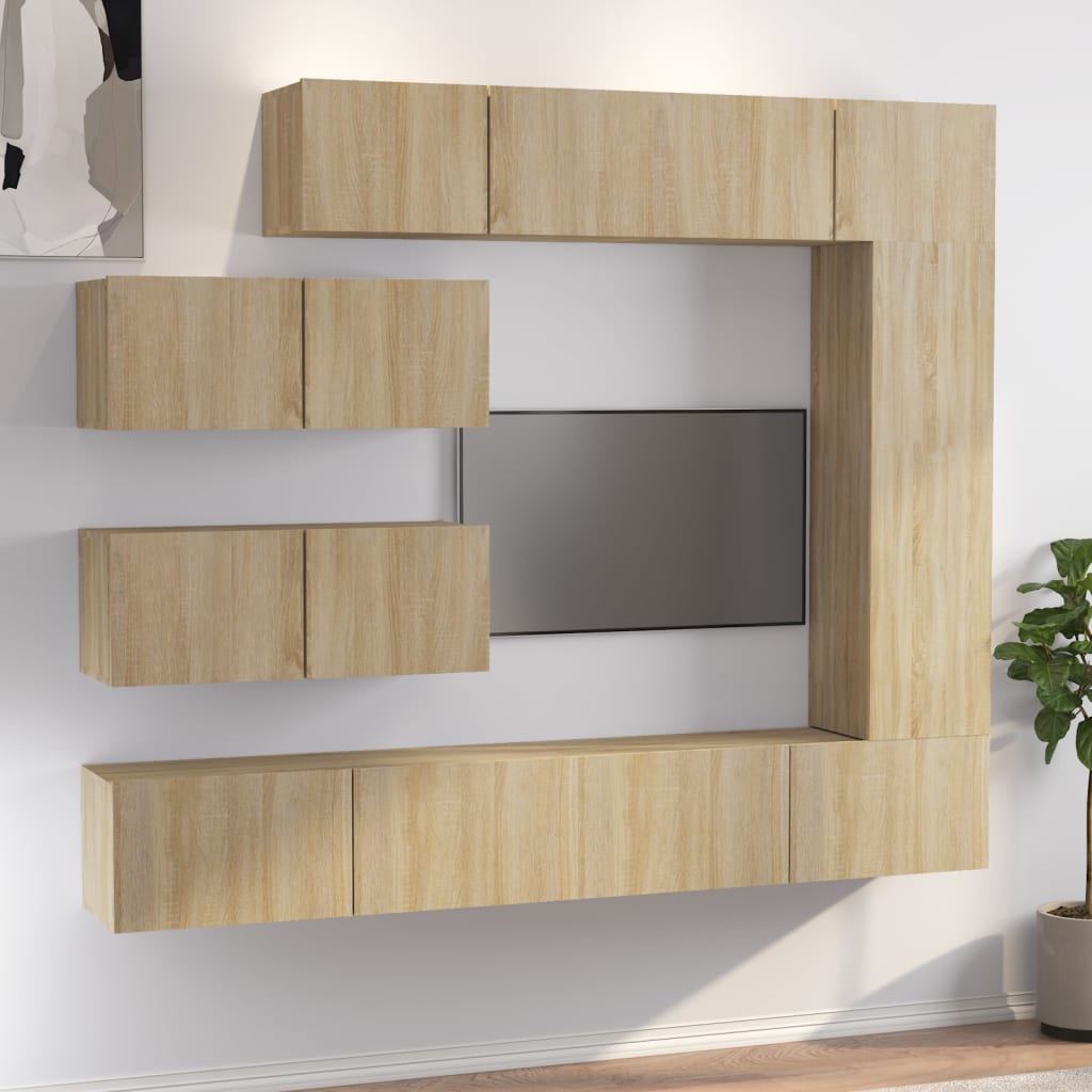 7 Piece Tv Cabinet Set Sonoma Oak Engineered Wood