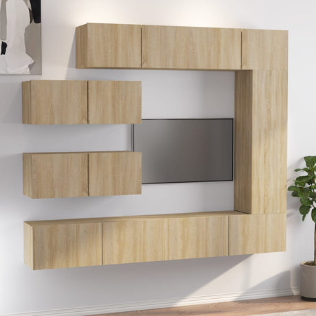 7 Piece Tv Cabinet Set Sonoma Oak Engineered Wood