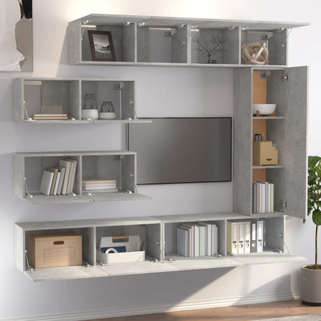 7 Piece Tv Cabinet Set Concrete Grey Engineered Wood
