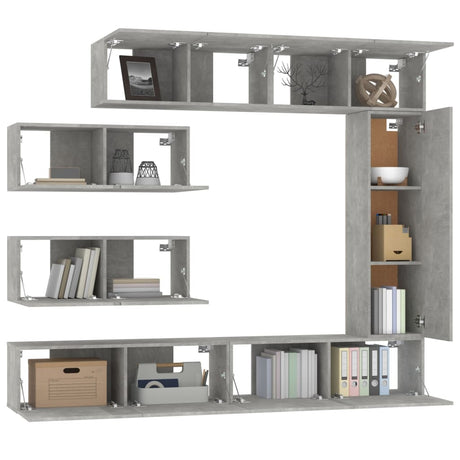 7 Piece Tv Cabinet Set Concrete Grey Engineered Wood
