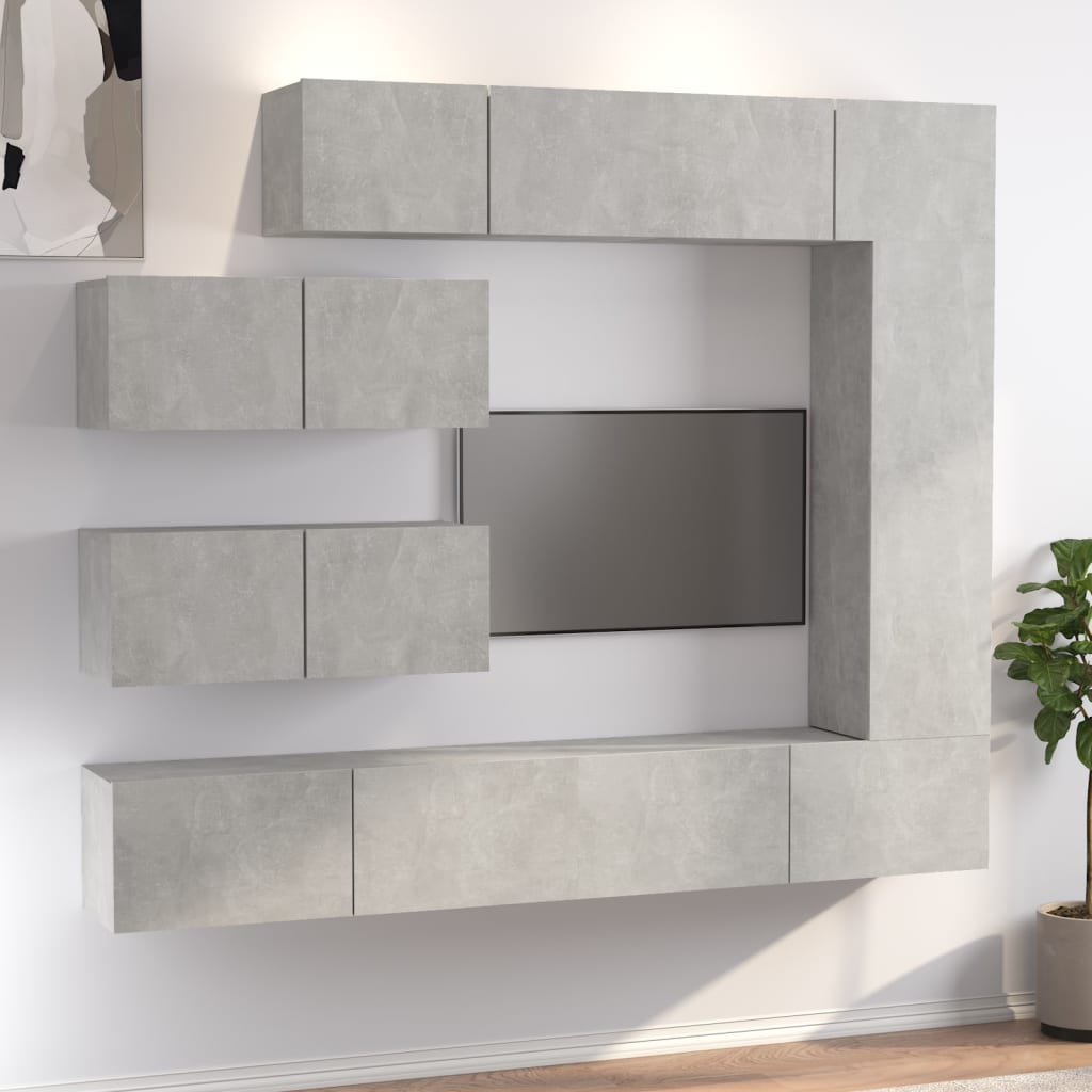 7 Piece Tv Cabinet Set Concrete Grey Engineered Wood