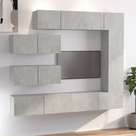 7 Piece Tv Cabinet Set Concrete Grey Engineered Wood