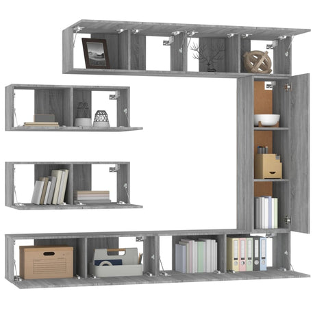 7 Piece Tv Cabinet Set Grey Sonoma Engineered Wood