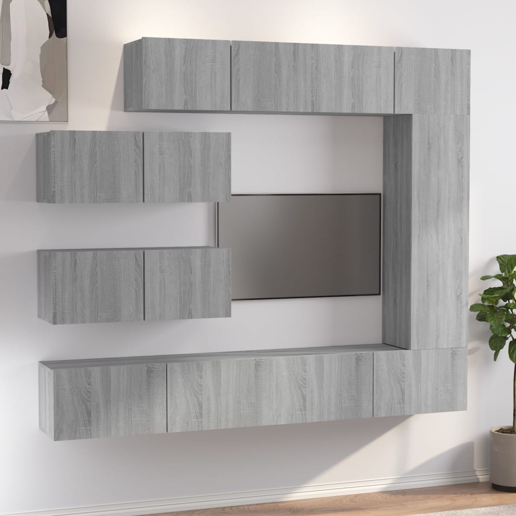 7 Piece Tv Cabinet Set Grey Sonoma Engineered Wood
