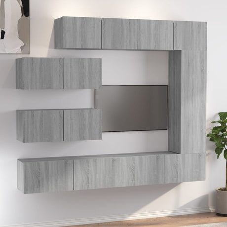 7 Piece Tv Cabinet Set Grey Sonoma Engineered Wood