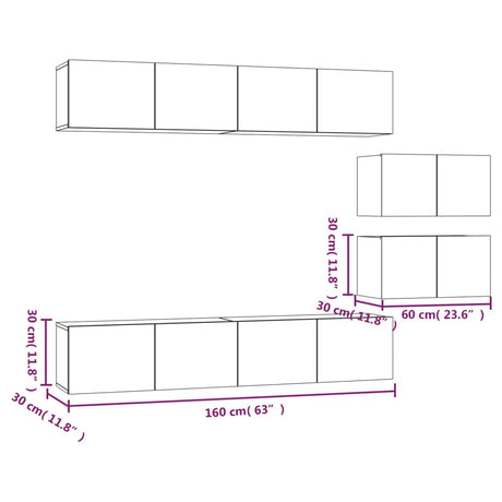 4 Piece Tv Cabinet Set Engineered Wood