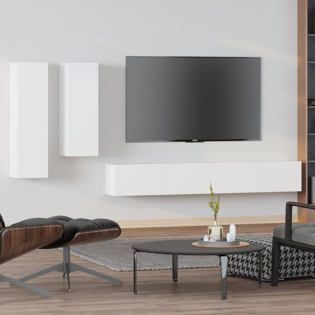 4 Piece Tv Cabinet Set Engineered Wood