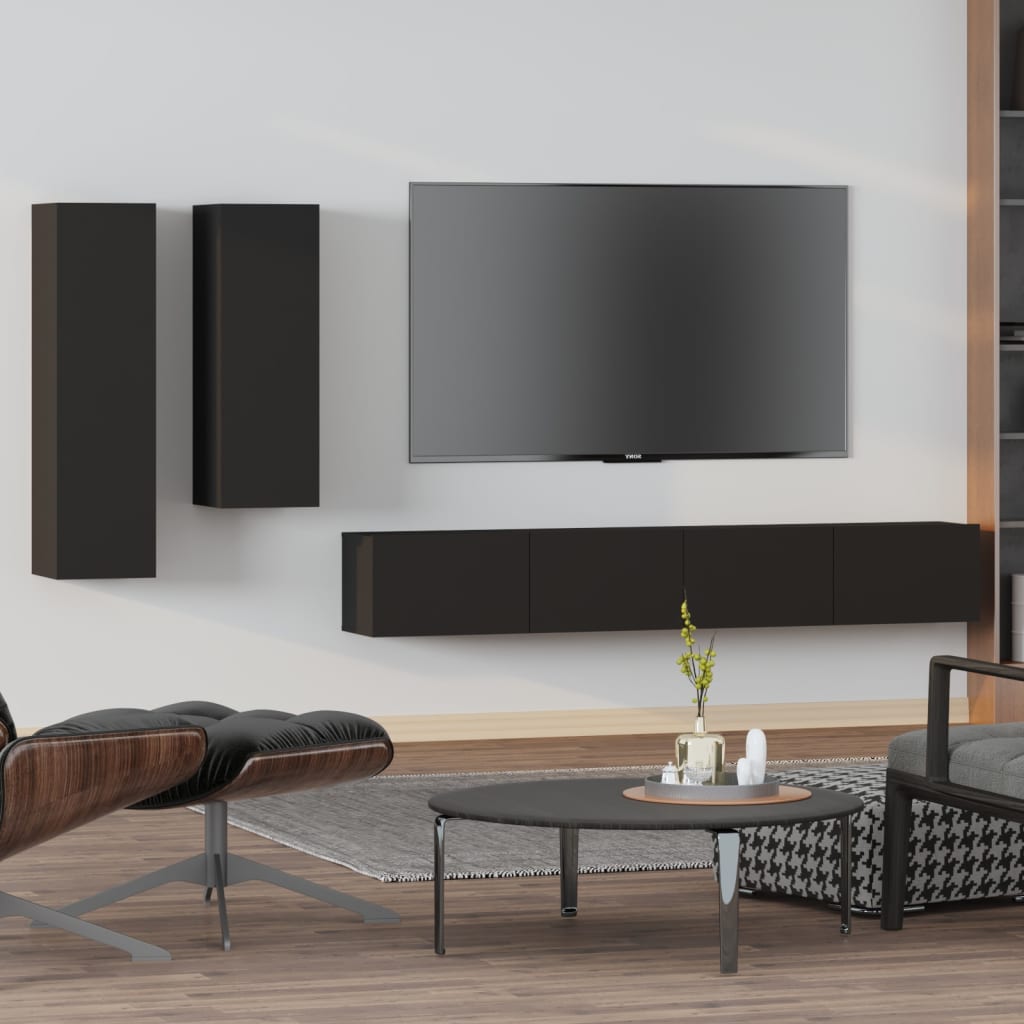 4 Piece Tv Cabinet Set Engineered Wood