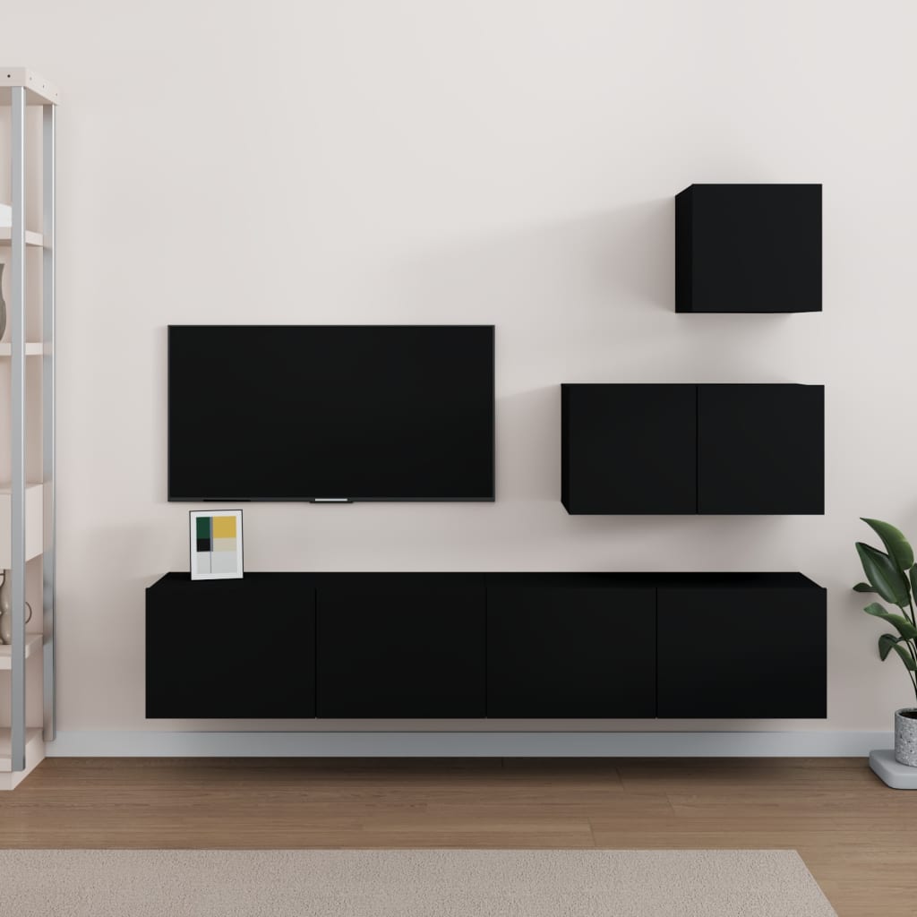 4 Piece Tv Cabinet Set Engineered Wood
