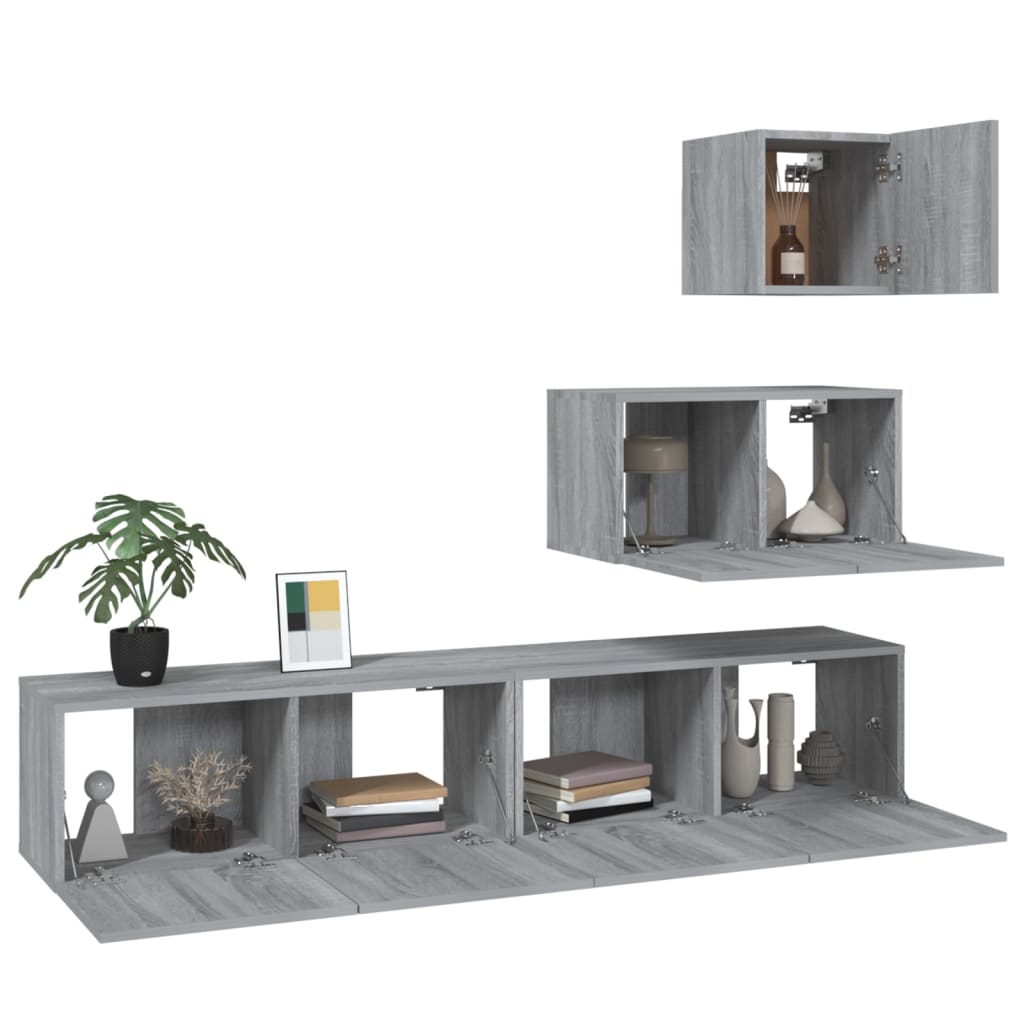4 Piece Tv Cabinet Set Engineered Wood