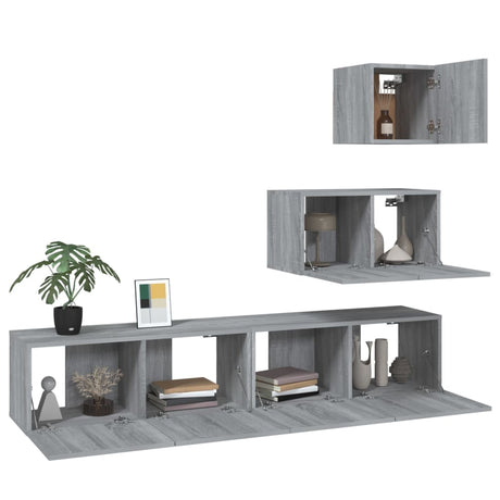 4 Piece Tv Cabinet Set Engineered Wood