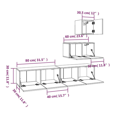 4 Piece Tv Cabinet Set Engineered Wood