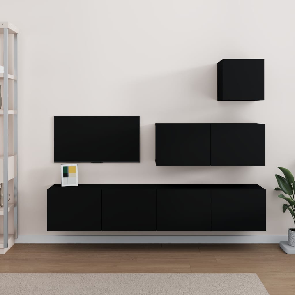 4 Piece Tv Cabinet Set Engineered Wood