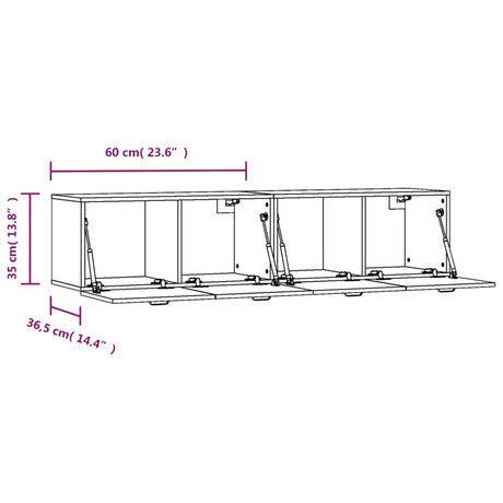 Wall Cabinets 2 Pcs 60X 36.5X35 Cm Engineered Wood