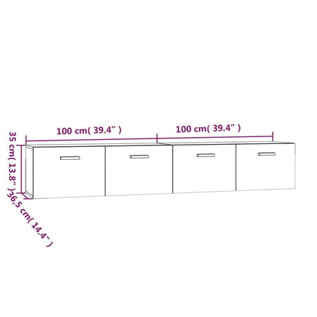 Wall Cabinets 2 Pcs Engineered Wood