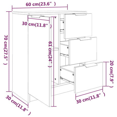 Sideboards 2 Pcs 60X30X70 Cm Engineered Wood