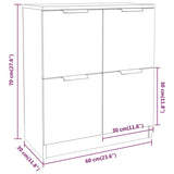 Sideboards 2 Pcs 60X30X70 Cm Engineered Wood