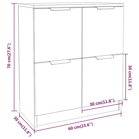 Sideboards 2 Pcs 60X30X70 Cm Engineered Wood