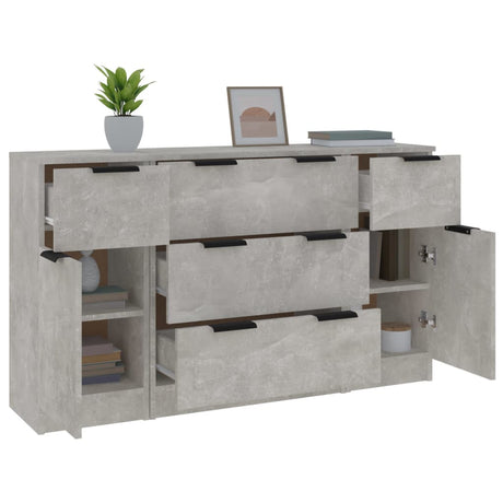 3 Piece Sideboard Set Engineered Wood