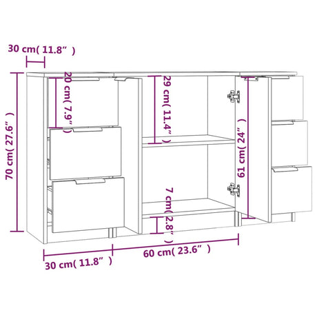 Sideboards 3 Pcs Engineered Wood