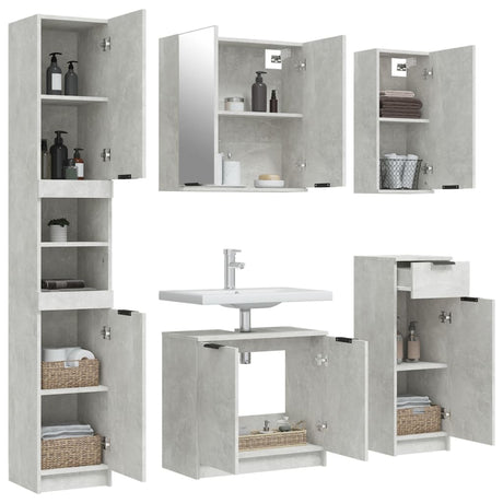 5 Piece Bathroom Cabinet Set Engineered Wood